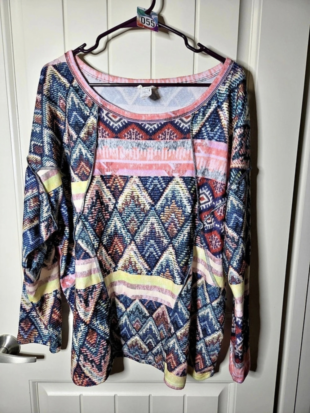 BiBi Geometric Tunic in Blue & Pink Size XL